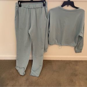 Women's Light Blue Track Pants and Sweatshirt Set